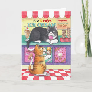 Cartão Cats Ice Cream Birthday Bud & Tony Notecard