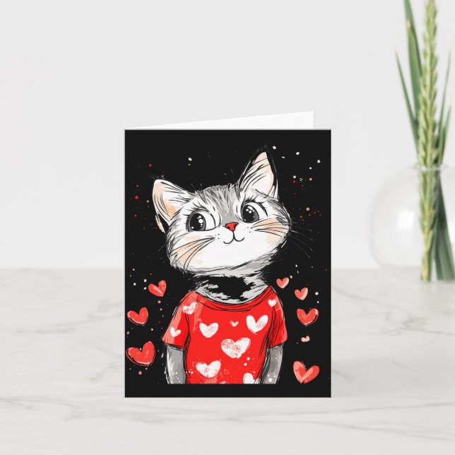 Cartão Cats Lover Heart Girls Kitten Valentine’s Day Wome (Frente)