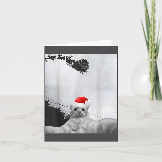 Cartão Cats Meme Funny Cat Selfie With Santa Hat Christma (Frente)