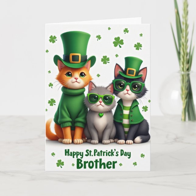 Cartão Cats St Patricks Day Faux Gold Card (Frente)