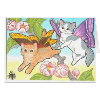 Cartão Catterflies que joga flores próximas do primavera