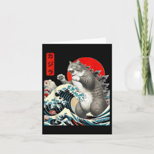 Cartão Catzilla Cat Arte Japonesa Bonita presentes Para H