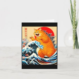Cartão Catzilla gato laranja arte japonesa para homens mu