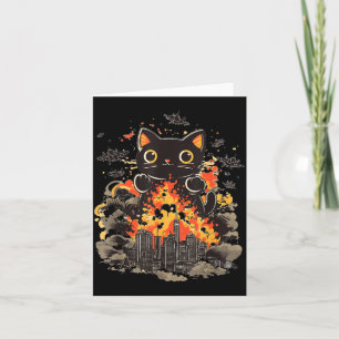 Cartão Catzilla Pôr do Sol Japonês Gato Japão Engraçado