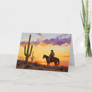 Cartão Caubói e Pôr do Sol no Deserto