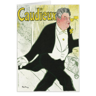 Cartão Caudieux de Toulouse Lautrec, Arte Novo Antigo