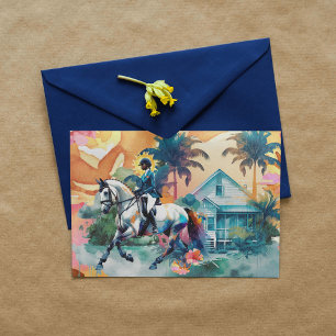 Cartão Cavaleira Caribenha Equestre