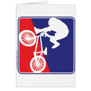 Cartão Cavaleiro BMX em Branco Vermelho e Azul