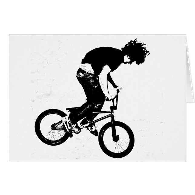 Cartão Cavaleiro BMX em Preto e Branco (Frente Horizontal)