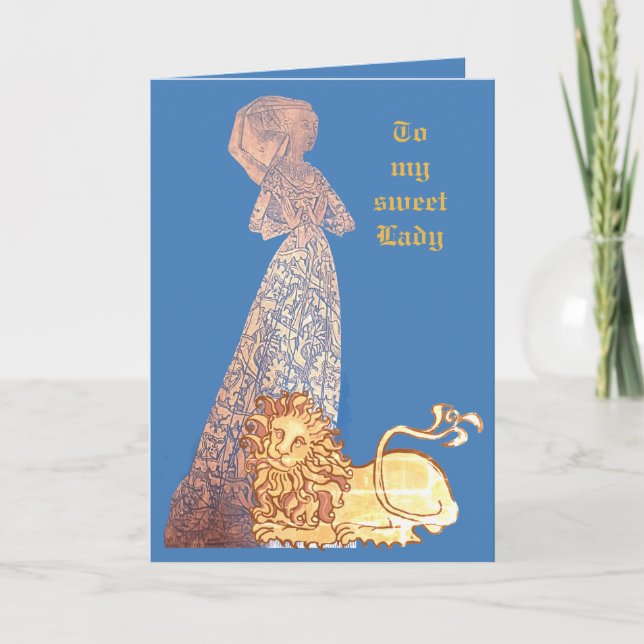 Cartão Cavaleiro e dama dos amantes medievais (Frente)