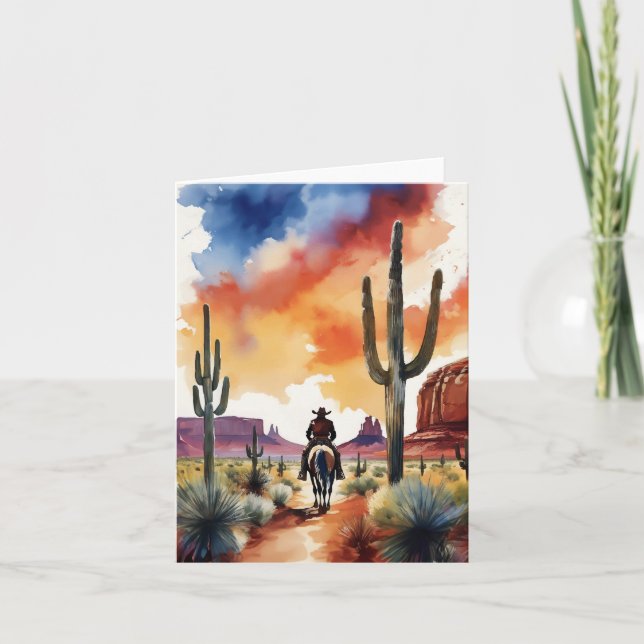 Cartão Cavaleiro em Dusk Cowboy (Frente)