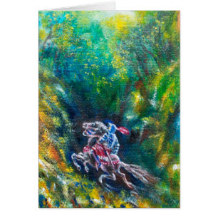 CARTÃO CAVALEIRO LANCELOT, MONTANDO CAVALO NA FLORESTA VE