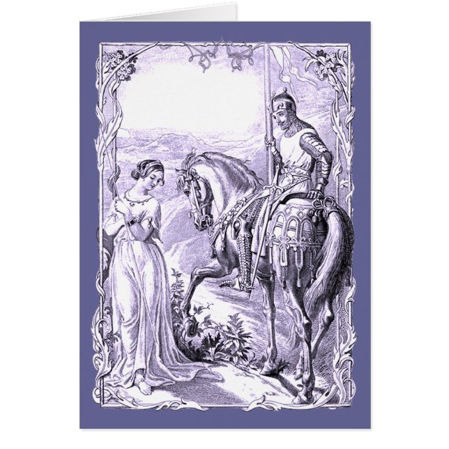 Cartão Cavaleiro Medieval e Lady (Frente)