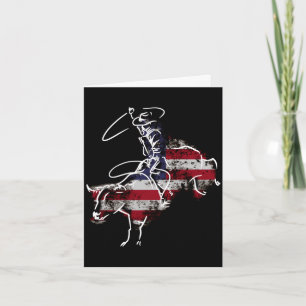 Cartão Cavalgada de touro de rodeio americano retrô grung