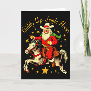 Cartão Cavalgue Jingle Cavalo Engraçado Retro Papai Noel 