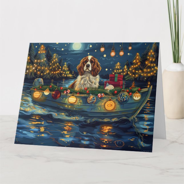 Cartão Cavalier King Charles Christmas Voyage (Frente)