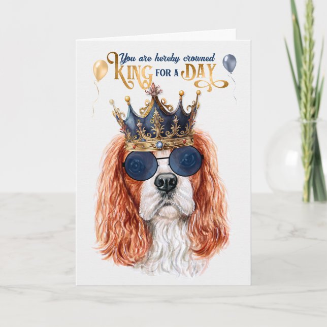 Cartão Cavalier King Charles Dog King para um Aniversário (Frente)