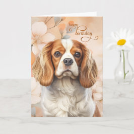 Cartão Cavalier King Charles Spaniel Cachorro Flor de Ani