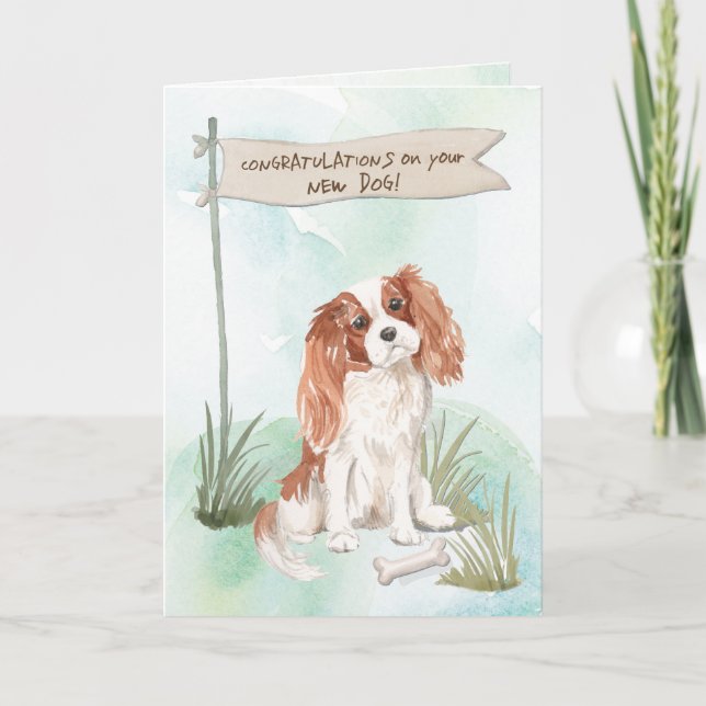 Cartão Cavalier King Charles Spaniel Congrats on New Dog (Frente)