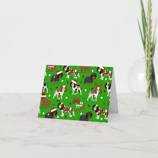Cartão Cavalier King Charles Spaniel de Natal (Frente)