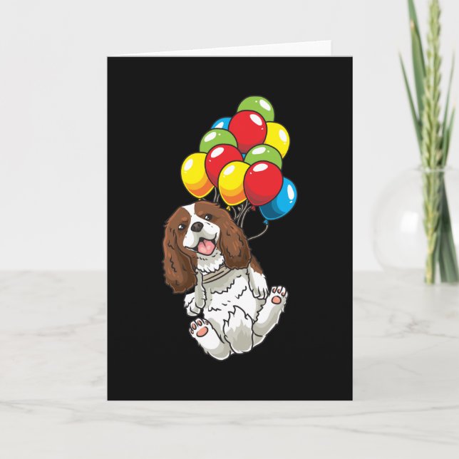 Cartão Cavalier King Charles Spaniel Dog com Ballons (Frente)
