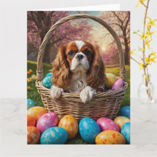 Cartão Cavalier King Charles Spaniel Easter Eggs