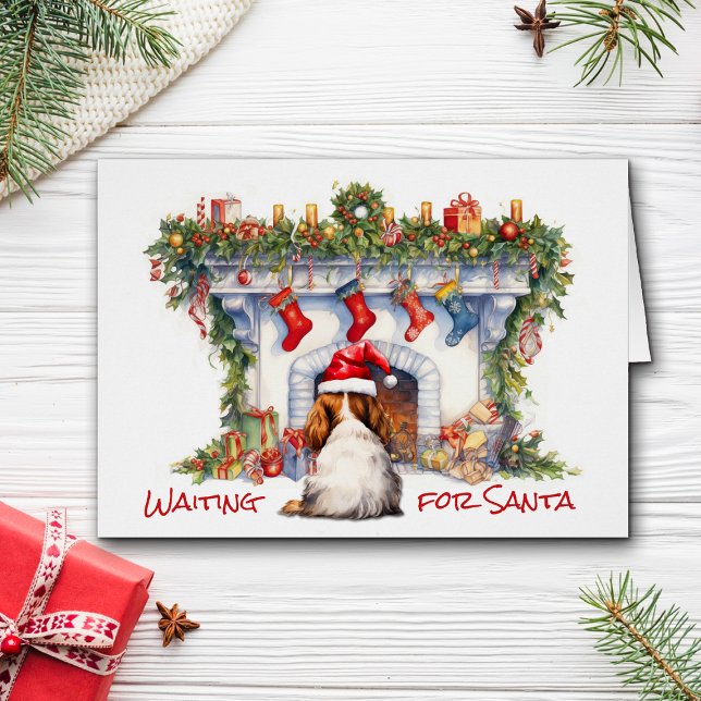 Cartão Cavalier King Charles Spaniel Espera por Papais no (Criador carregado)