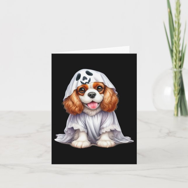 Cartão Cavalier King Charles Spaniel Fantasma Engraçado A (Frente)