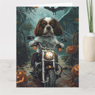 Cartão Cavalier King Charles Spaniel Halloween Scary