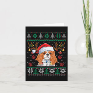 Cartão Cavalier King Charles Spaniel Papai Noel Suéter Fe