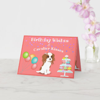 Cartão Cavalier King Charles Spaniel Pink Happy Birthday