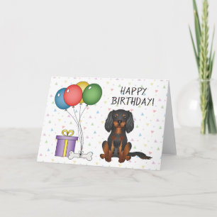 Cartão Cavalier King Charles Spaniel Preto e Castanho de