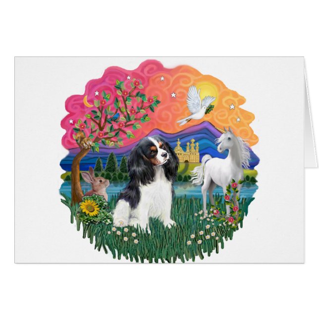 Cartão Cavalier King Charles (tri) (Frente Horizontal)