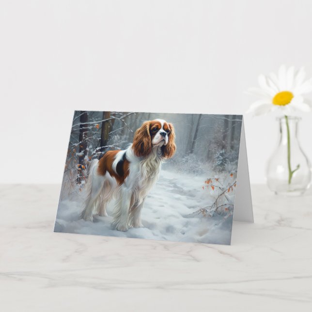 Cartão Cavalier King Deixe Nevar Natal Escovado  (Planta pequena)