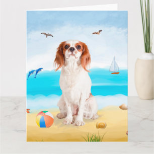 Cartão Cavalier King Dog em Beach
