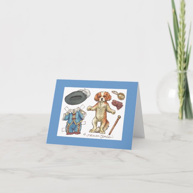 Cartão Cavalier spaniel paper doll note card (Frente)