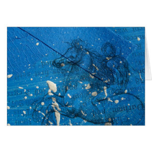 Cartão Cavalo abstrato de Leonardo da Vinci no azul