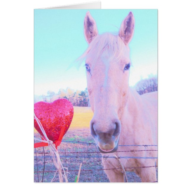 Cartão Cavalo Amarelo e Coração Vermelho (Frente)