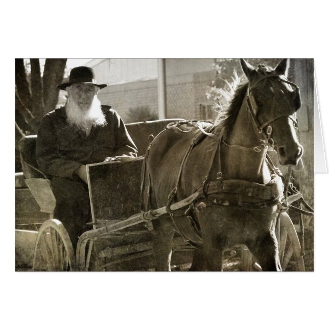 Cartão Cavalo Amish Sendo Bobo Com A Língua Presa (Frente Horizontal)