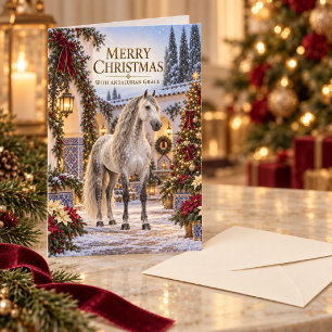 Cartão Cavalo Andaluz Elegante de Natal
