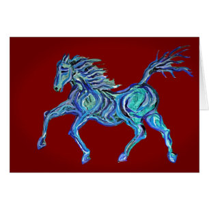 Cartão Cavalo Azul Pintado