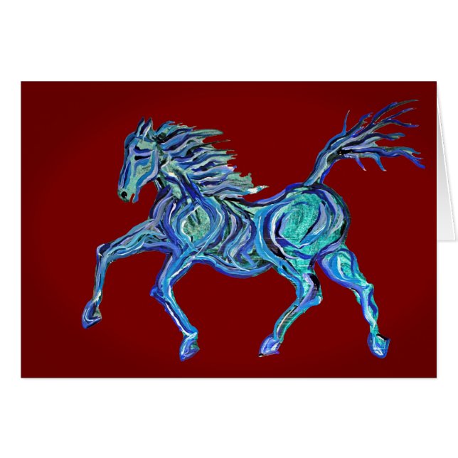 Cartão Cavalo Azul Pintado (Frente Horizontal)