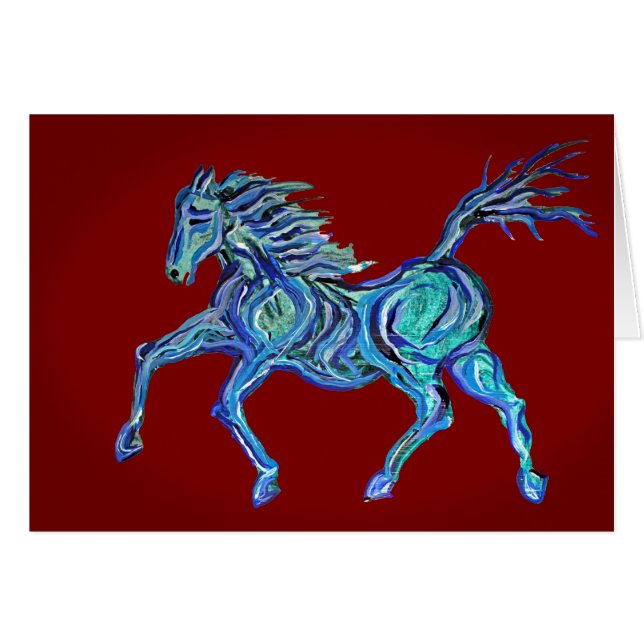 Cartão Cavalo Azul Pintado (Frente Horizontal)