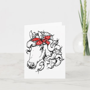 Cartão Cavalo Bandana Engraçado Horseback Andando Cavalo