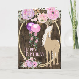 Cartão Cavalo bonito e Flores no Aniversário de Barnwood