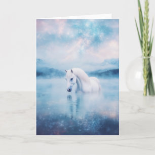 Cartão Cavalo Branco Dreamy embaixo do céu cósmico