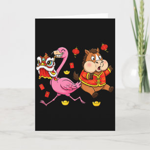 Cartão Cavalo Chinês Flamingo Engraçado Crianças Homens M
