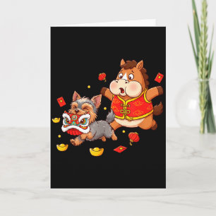 Cartão Cavalo Chinês Yorkshire Terrier Homens Mulheres Fe