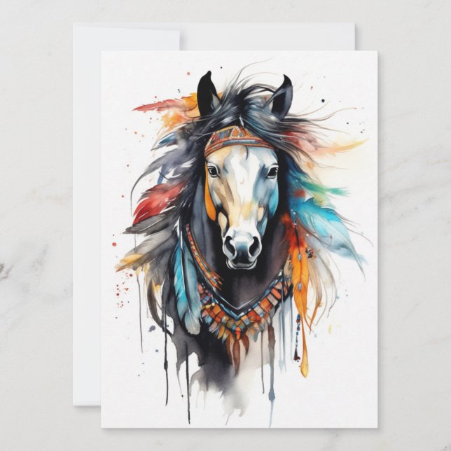 Cartão Cavalo Colorido abstrato (Frente)