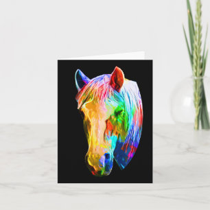 Cartão Cavalo Colorido Horse-back Andando Sobre Artsy Ho